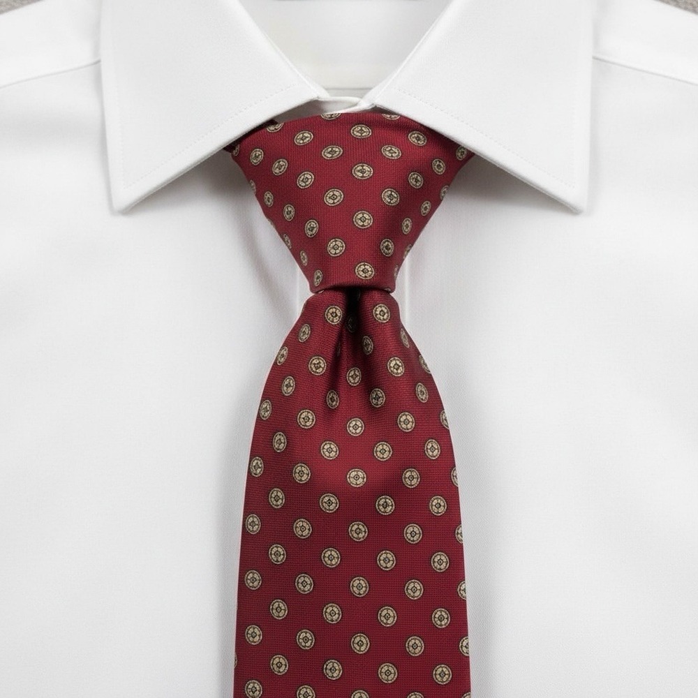 Brooks‎ Brothers Necktie Mens Red Silk Micro Pattern Classic Dress Preppy